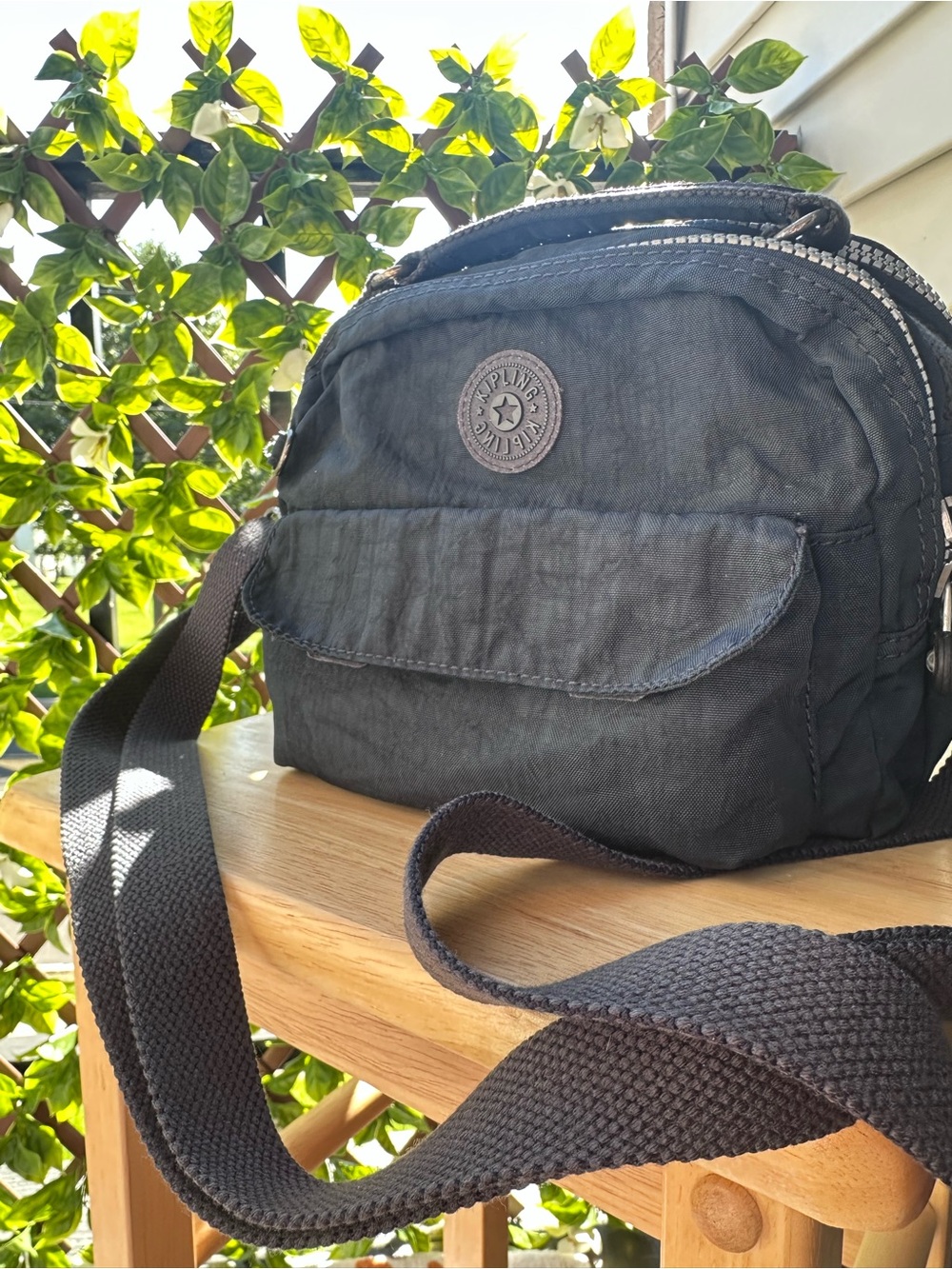 Kipling Black Nylon Convertible Crossbody Sling Backpack